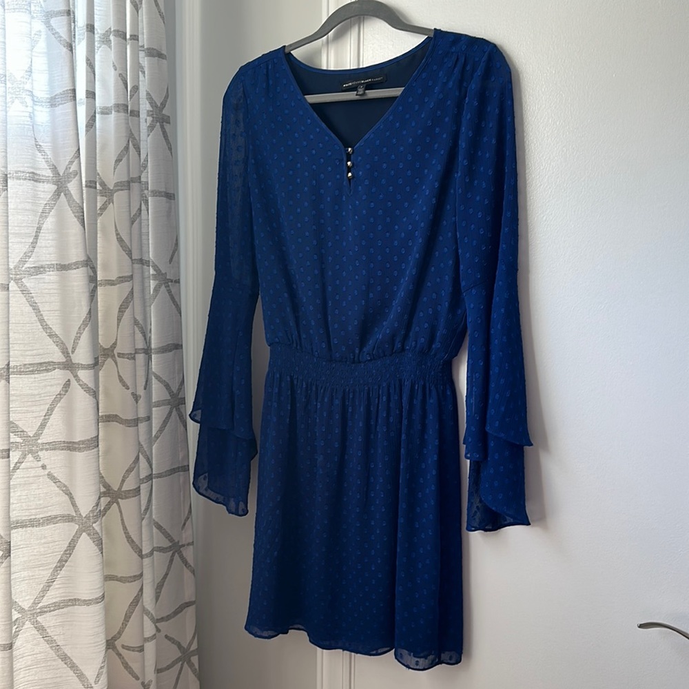 White House Black Market blue chiffon dress - size 4